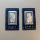 x2 NEW Pamp Suisse Lady Fortuna 1oz Fine 0.999 Silver Bar In Sealed Assay Card