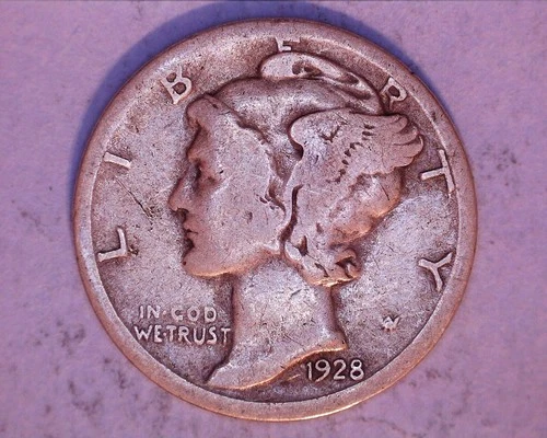 1928-S  MERCURY DIME VG+  **213-6