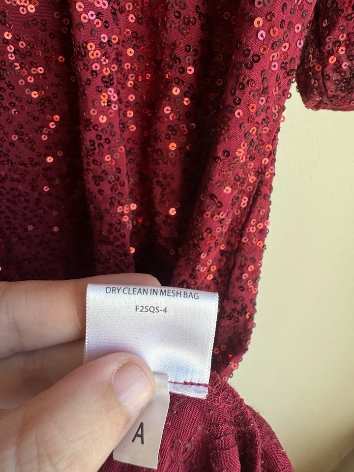 Blusa Top Camisa Blusa Eileen Fisher Grande 100% Seda Rojo Lentejuelas Manga Codo Foto 4 de 4