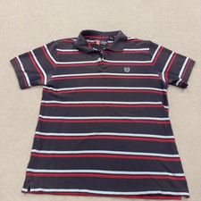 Chaps Polo Shirt Mens Large Navy Blue Red Stripe Pique Cotton Embroidered Logo L