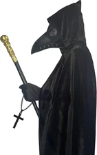 Halloween Plague Doctor Mask Costumes Set 5 in 1, Long Nose Beak Hooded... 