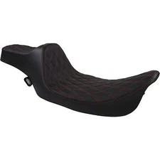 Drag Specialties 0801-1371 Extended Reach Predator III Seat Red Diamond Stitch