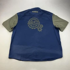 Duluth Trading Co Shirt Mens 2XL Blue Green Button Down Relaxed Fit Workwear