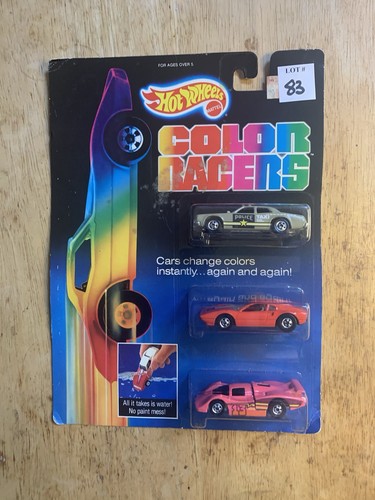 Hot Wheels Color Racers 1987 paquete de 3 - taxi policial, Ferrari 308, Thunderbird