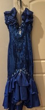 vintage prom dress 90s Blue With Sequins Mermaid Style