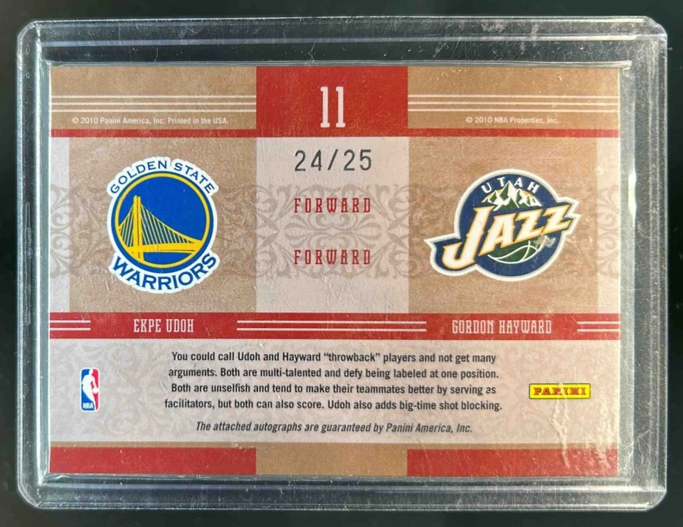 2010-11 Timeless Treasures Ekpe Udoh Gordon Hayward NBA Apprentice Auto #24/25 - Image 2 of 2