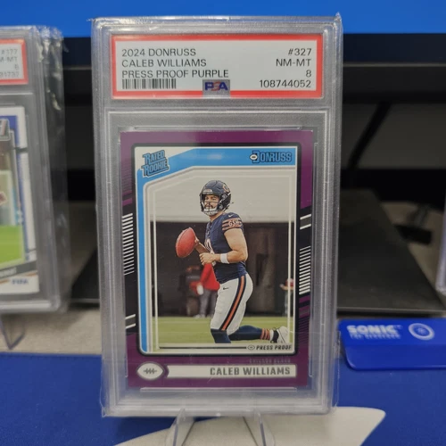 2024 PANINI DONRUSS PRESS PROOF PURPLE #327 CALEB WILLIAMS PSA 8