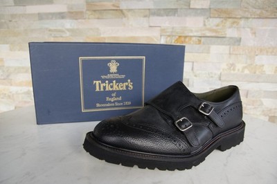 Tricker's EU 44  UK 10 Slipper Halbschuhe Budapester schwarz NEU ehem UVP 625  