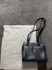 Carolina Herrera Medium Navy Blue Leather Shoulder Bag Purse & Dust Bag