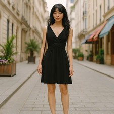 WHBM Dress NWT Size 00 Little Black Dress V-Neck Midi-Length Empire Waist