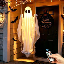 Halloween Decorations Outdoor   Hanging Swing Ghost 4-8FT, Remote Light Up
