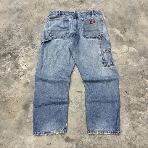 Vintage 2000s Y2K Dickies Denim Carpenter Jeans Size 36x30 Thrashed Grunge 90s
