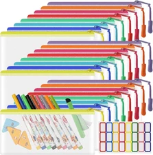 24 Pack Mesh Zipper Pouch Bags Small, Zipper Pencil Pouches, 9.3 X 4.7 in Clear