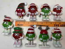 9 M&M Holiday Christmas Figures 3” Hollow Swappable Hats Storage Decor Toys Lot