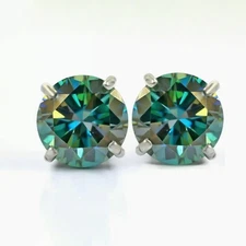 7.00 Ct Blue Diamond Stud Earrings In 14k White Gold – Birthday Glam for Women