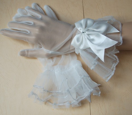 Brauthandschuhe Hochzeit Handschuhe Brautaccesoires weiß creme rot Braut - Picture 14 of 32