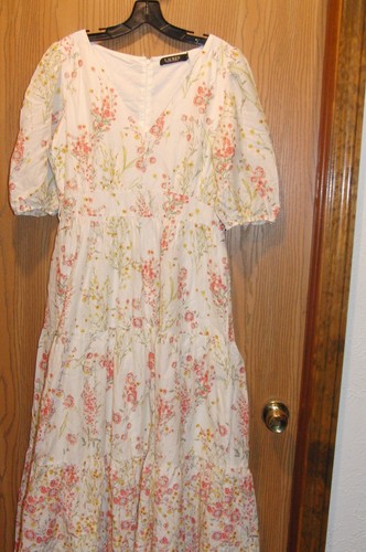 Lauren Ralph Lauren 1/2 Arm Blumendruck Maxi gefüttert Baumwolle Kleid Gr. 10 - Bild 11 von 12