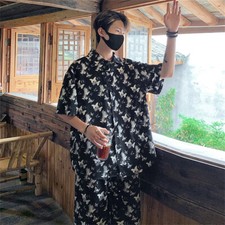 Men Summer Outfit 2-Piece Set Short Sleeve Shirt and Shorts Sweatsuit Set