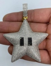 Men's Black & White VVS Moissanite "Shiny Star" Pendant 925 Sterling Silver