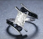 Colorless White Diamond & Black Onyx 925 Silver Irregular Shaped Statement Ring