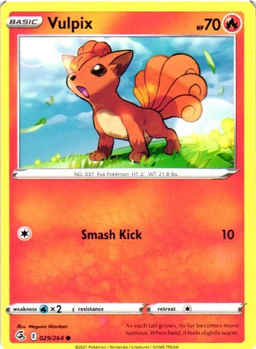 2021 POKEMON TCG FUSION STRIKE COMMON BASE CARD VULPIX 029/264 | eBay