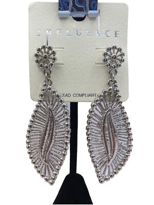 Influence Silver Tone Dangle/Drop Leaf Earrings-NWT