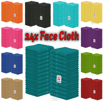 24 x Flanell Gesichtstücher 100% Ägyptische Baumwolle Weiche Waschlappen Fitnesshandtücher 500 GSM