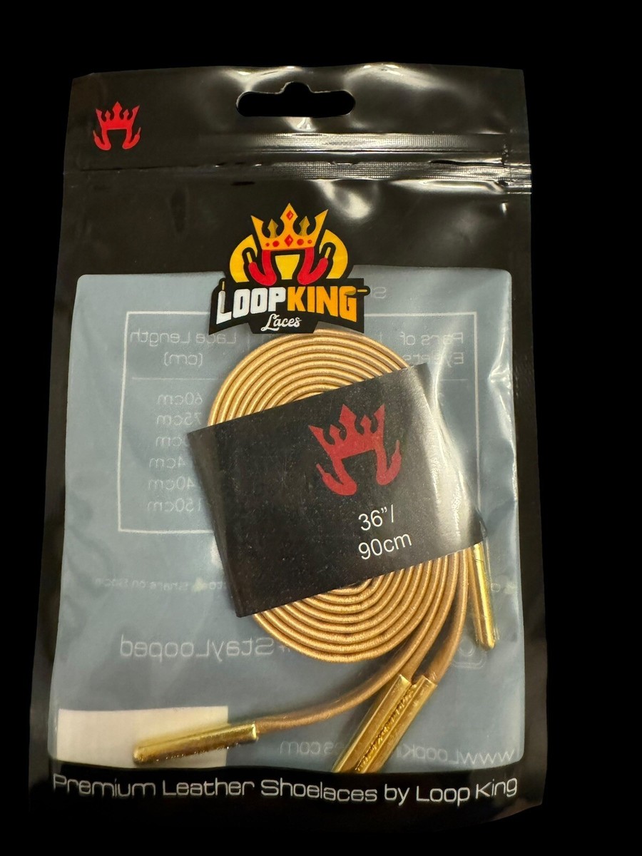LOOP KING Leather Shoe Laces Gold Aglets for Trainers GOLD 36