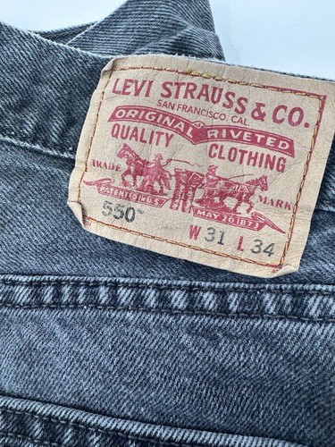 Levis 550 Jeans Y2K 31x31 Black Relaxed Fit Cotton Casual. Slightly Faded/good - Picture 10 of 11