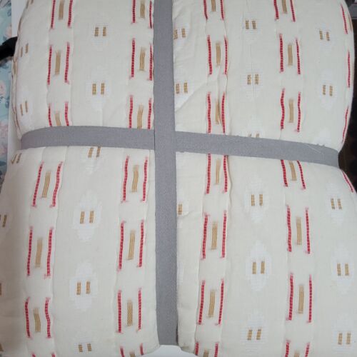 Anthropologie Nera Garnfarbe Jacquard gestreift Quilt Queen Cottage weich gemütlich Lux - Bild 3 von 5