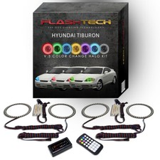 Rgb Multi Color Bluetooth Led Halo Kit For 2003-2004 Hyundai Tiburon Headlights Rgb Multi Color Bluetooth Led Halo Kit For 2003-2004 Hyundai Tiburon Headlights