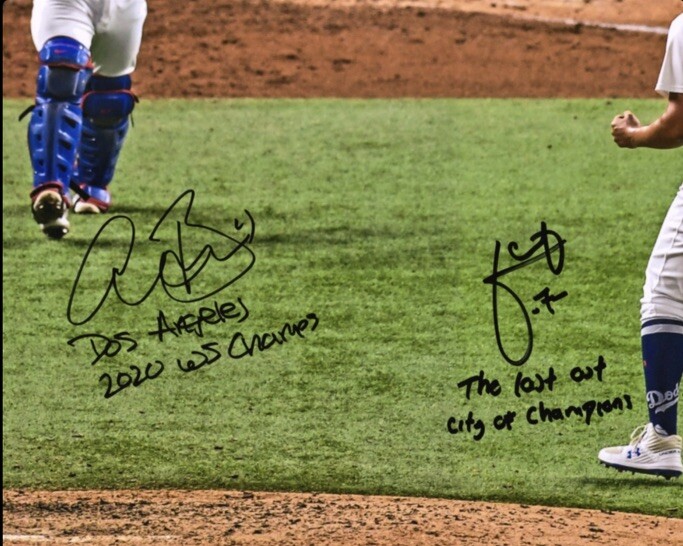 JULIO URIAS AUSTIN BARNES DODGERS SIGNED INSCRIBED 16X20 PHOTO #/20  FANATICS