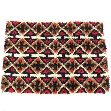 Vintage Handmade Latch Hook Aztec Southwestern Rug Wall Hanging Decor 33" x 24"