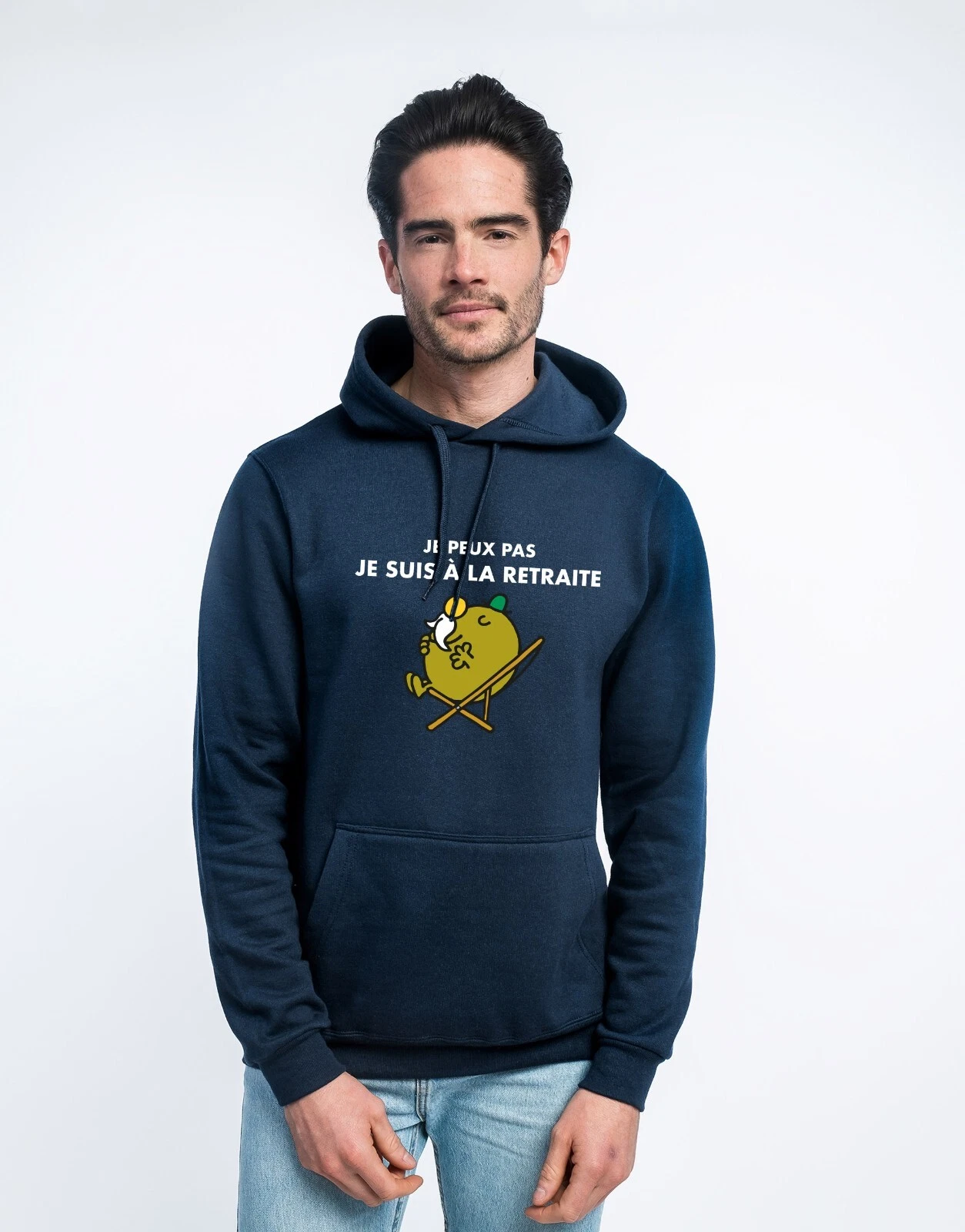 Men's Hoodie - I Can't, I'm At The RETR. Navy Blue Color