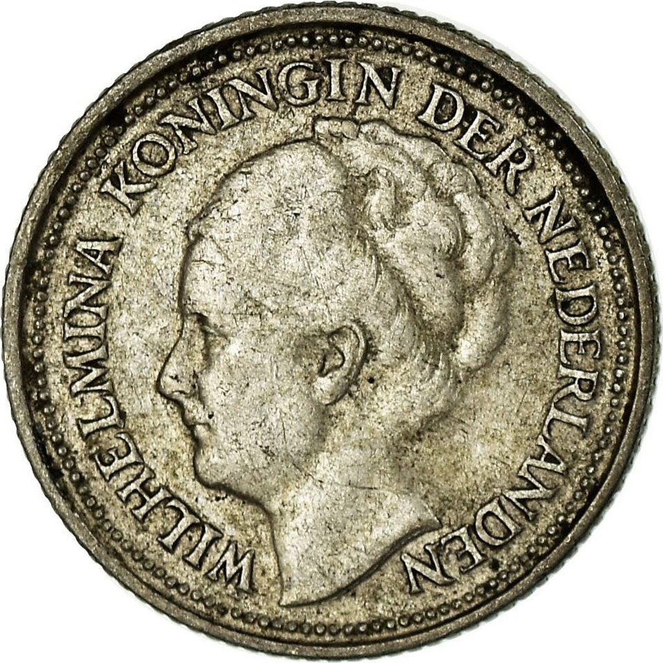 Netherlands Coin 10 Cents | Queen Wilhelmina | 1926 - 1945 - Image 2 of 4