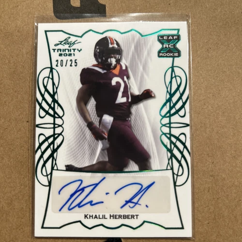 2021 Leaf Trinity Khalil Herbert /25 Rookie Autograph Green Bears Auto