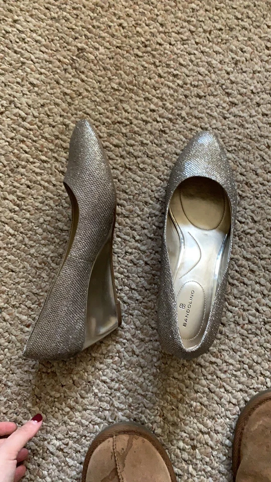 Bandolino Mujer 9.5 Plateado/Champagne Brillante Formal Informal Tacón de Cuña Fiesta Foto 3 de 4