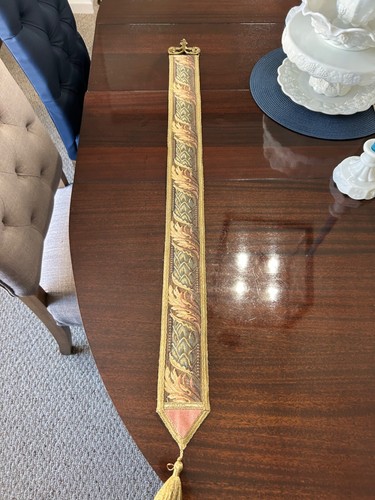 Vintage Metrax Belgium 44” Wall Tapestry BrassOriginal Stickers Gold Earth Tones - Picture 2 of 7