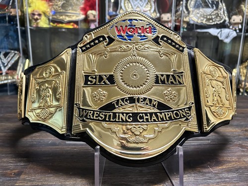 NWA 6 Man World Tag Team Wrestling Championship Adult Belt Classic Shields - Picture 21 of 22