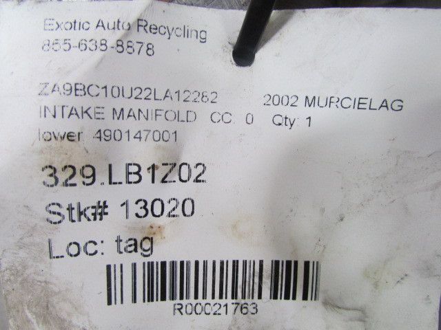 Lamborghini Murcielago, Lower Intake Manifold, Used, P/N 490147001