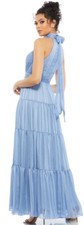 Mac Duggal TIE NECK TIERED HALTER GOWN SLATE BLUE SIZE 2 (49515) ****soldout***
