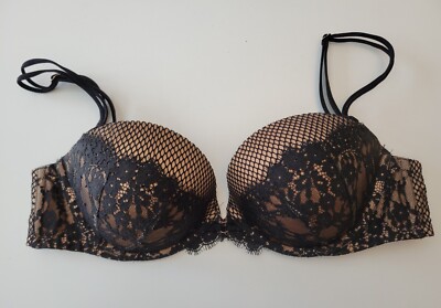 Victoria Secret 32D Multiway Multi Option Black Lace And Fishnet