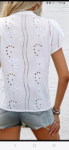 white notch neck blouse. size 12/14
