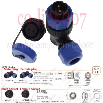 SP21 2 - 15pin Waterproof Connector Angle, IP68 WEIPU SP2116/P2 SP2112/S2