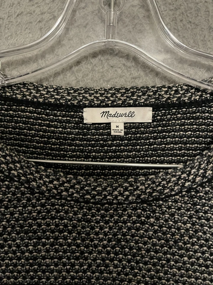 Madewell Sweater Women Medium Black Riverside Knit Dotweave Pullover Style F5930 - Image 2 of 4