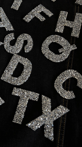 Letter A-Z Alphabet Silver White Crystal Rhinestone iron on Patch - Video 1 of 1