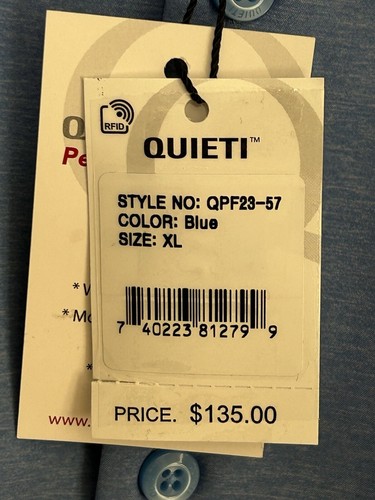 NWT QUIETI Performance size XL blue long sleeve button up shirt mens $135 - Picture 7 of 7