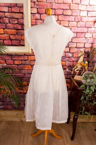 Vintage orig 50er 60er Kleid Petticoatkleid weiß Chiffon Brutkleid Rockabella 38 - Bild 8 von 8