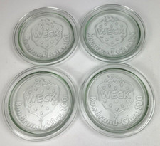 Set of Four Glass Weck Caning Jar Lids Strawberry Pattern Rundrand-Glas 100