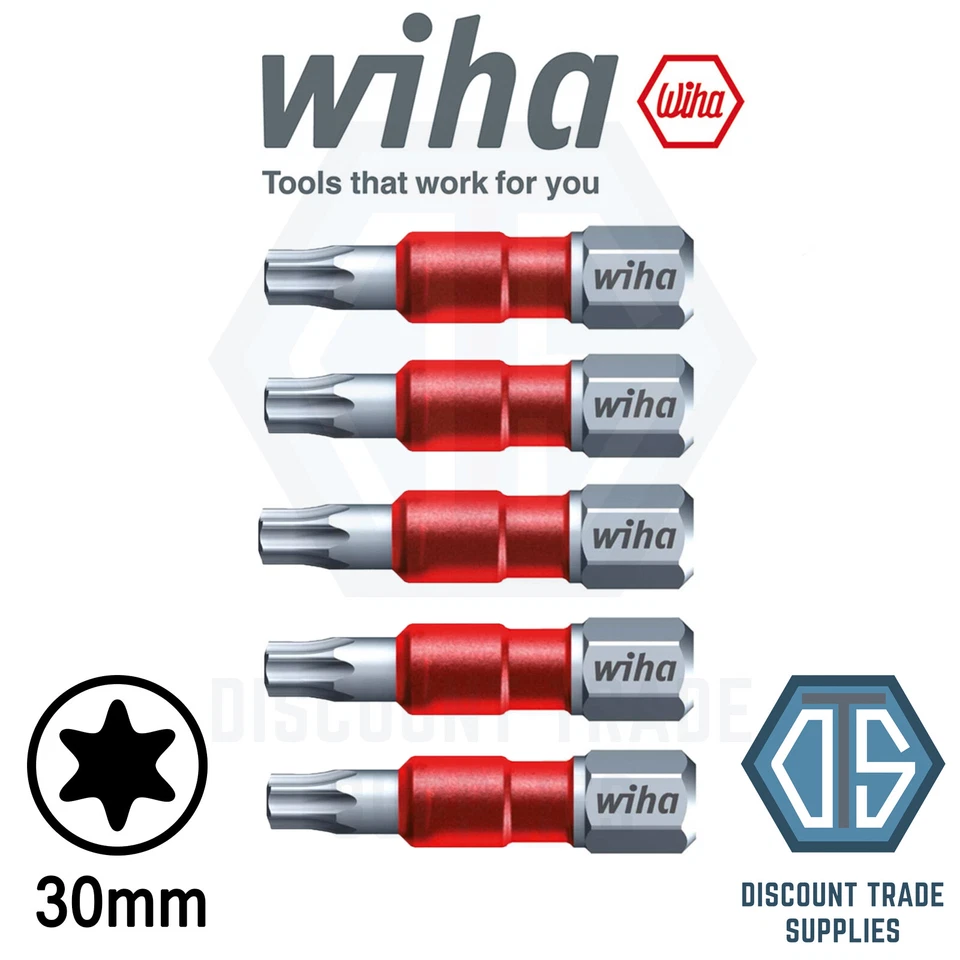 Wiha Maxxtor T30 Pack of 5 29mm Torx Long Impact Driver Screwdriver Bit 36826